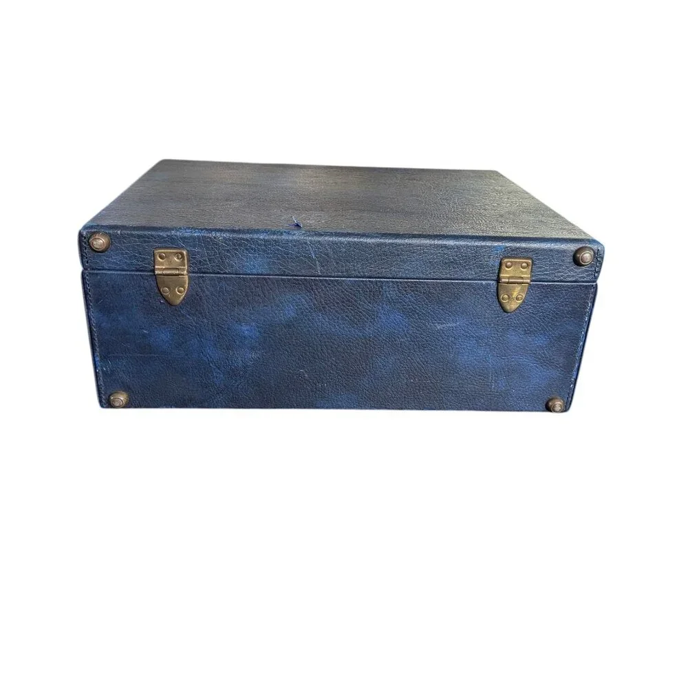 Vintage Blue Faux Leather Briefcase